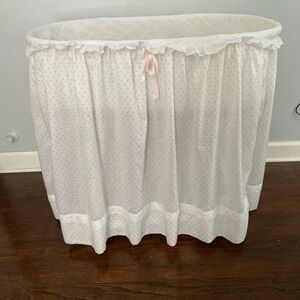 White Bassinet Skirt with Pink Bow